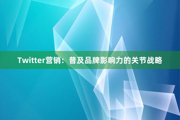 Twitter营销:普及品牌影响力的关节战略